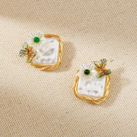 Fresh And Wild Small Butterfly Flower Earrings