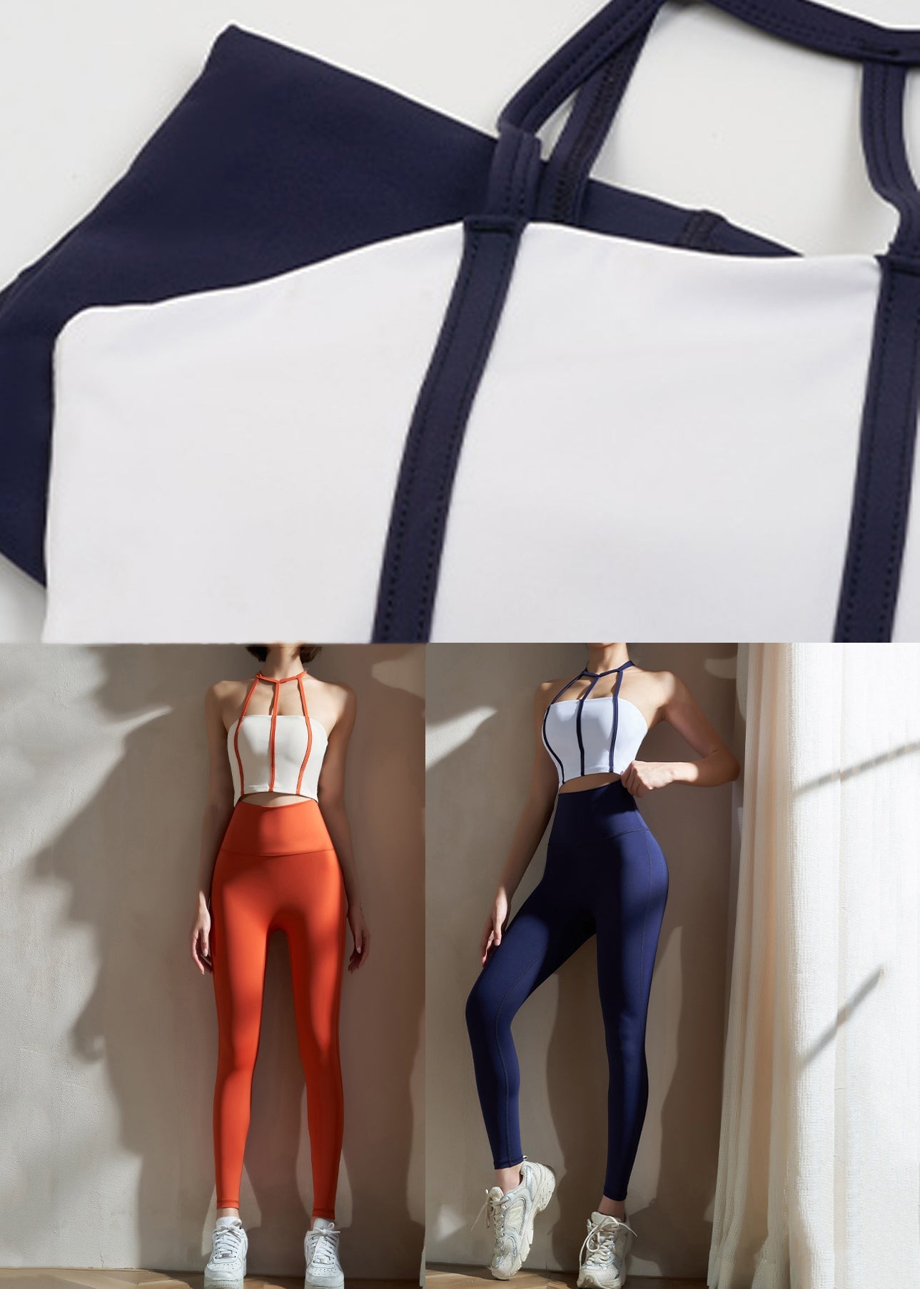 Dynamic Sapphire Blue Cold Shoulder Sports Bra And Leggings Set Suit