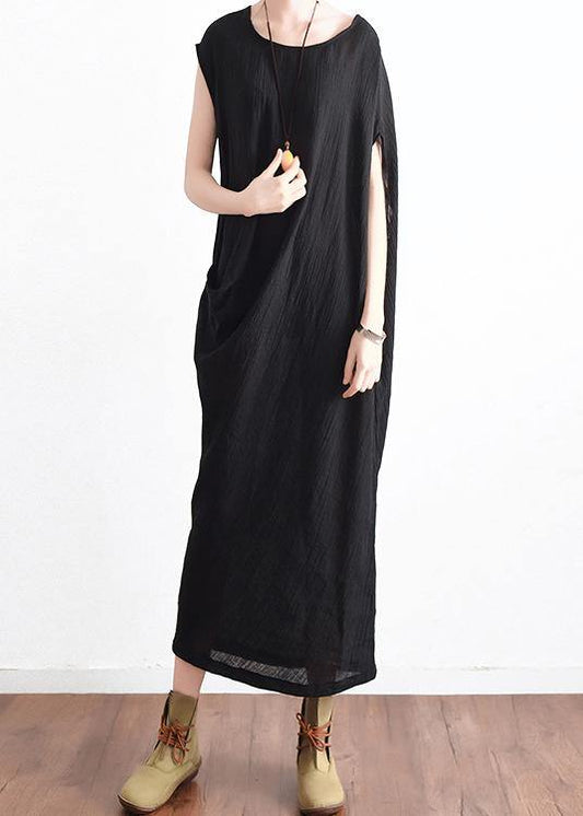 2021 Summer New Cotton Hemp Art Loose Asymmetric Dress