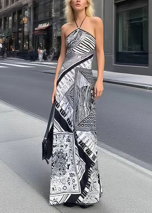Sexy Backless Print Halter Beach Dresses Summer