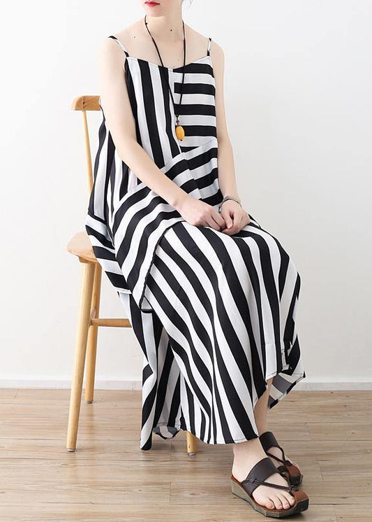 DIY black striped quilting dresses Spaghetti Strap asymmetric Plus Size Dresses