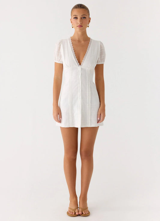 Sweet Lullaby Mini Dress - White