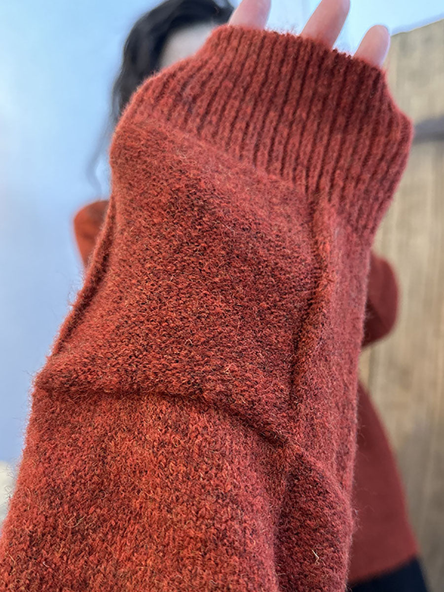 Women Winter Artsy Plaid Knitted Solid Warm Sweater