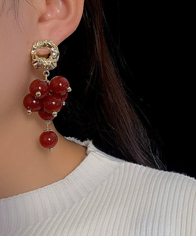 Modern White Acrylic Alloy Beading Tassel Drop Earrings