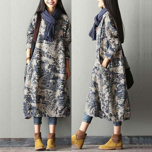 Printing 100%Cotton Dress Robe