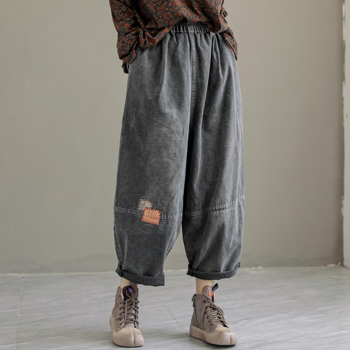 Retro Patchwork Autumn Loose Casual Jeans