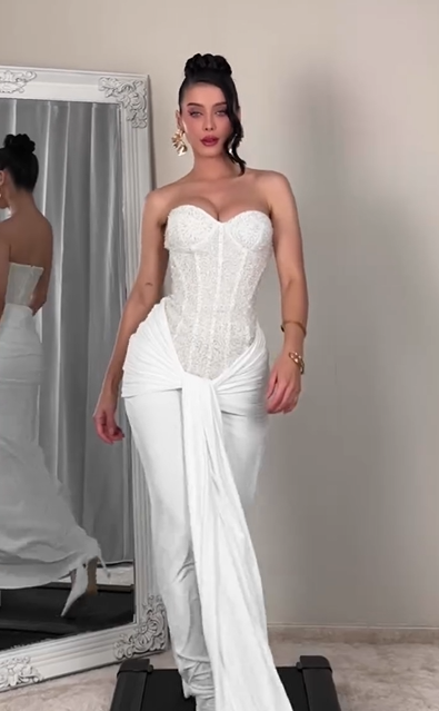 Sexy Sleeveless Tube Top Stitching Solid Color Evening Dress