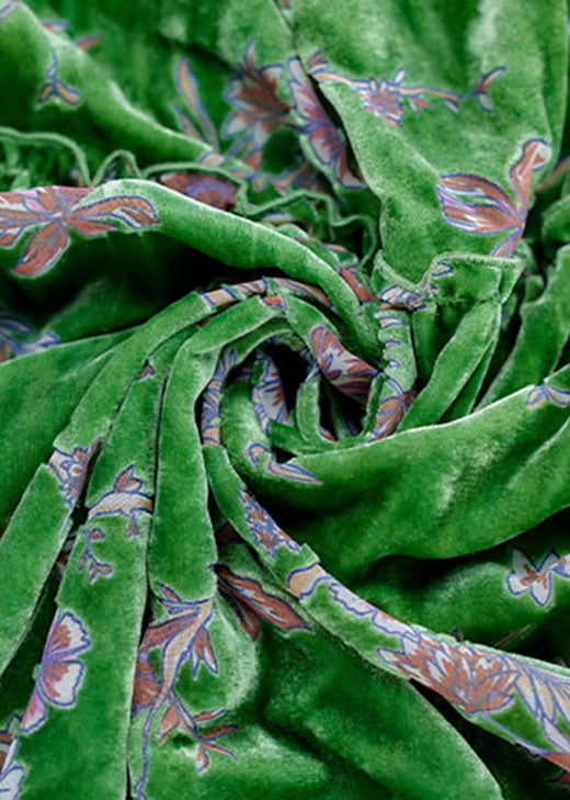Fashion Green Ruffled Patchwork Velour Dresses