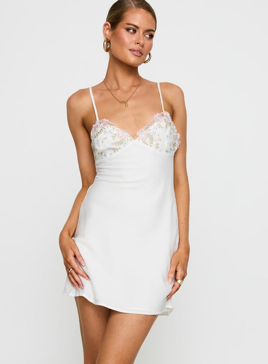 Hintz Satin Mini Dress White