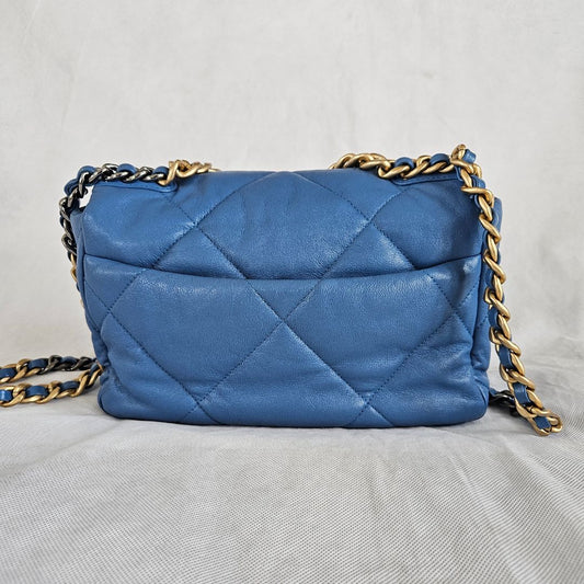 Chanel Blue Quilted Leather Small 19 Flap Bag