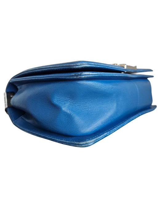 Chanel Blue Lambskin Iridescent PVC Chevron Quilted Boy Flap Bag