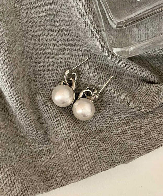 Brief Silk Copper Alloy Pearl Stud Earrings