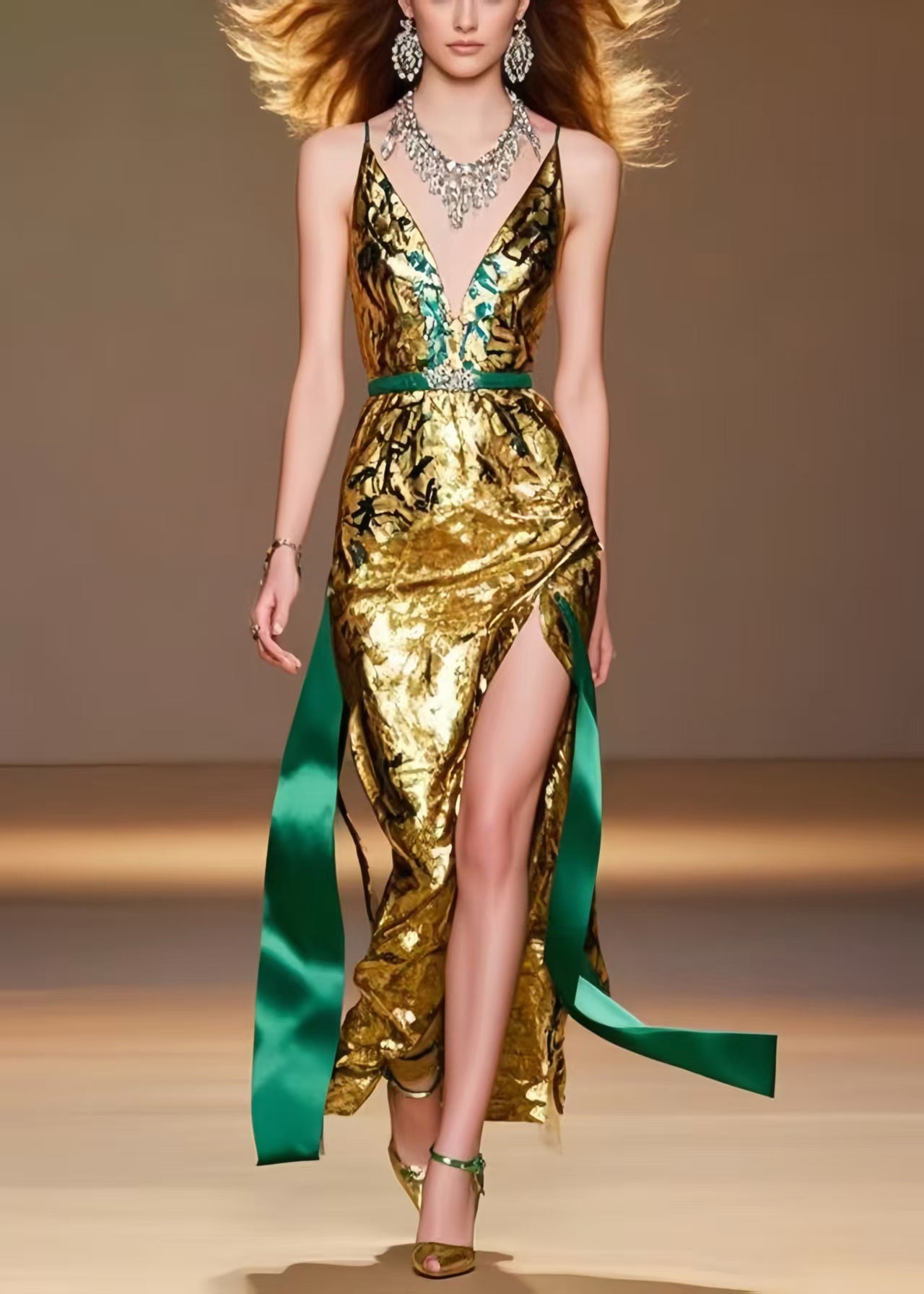 Boho Golden Side Open Silm Fit Vestidos Dress Summer