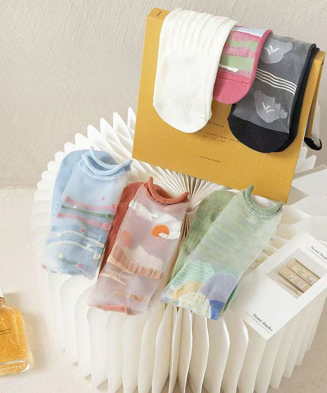 Summer Jacquard Mesh Thin Breathable Mid Calf Socks