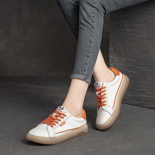 Summer Thin Leather Women Retro Casual Shoes