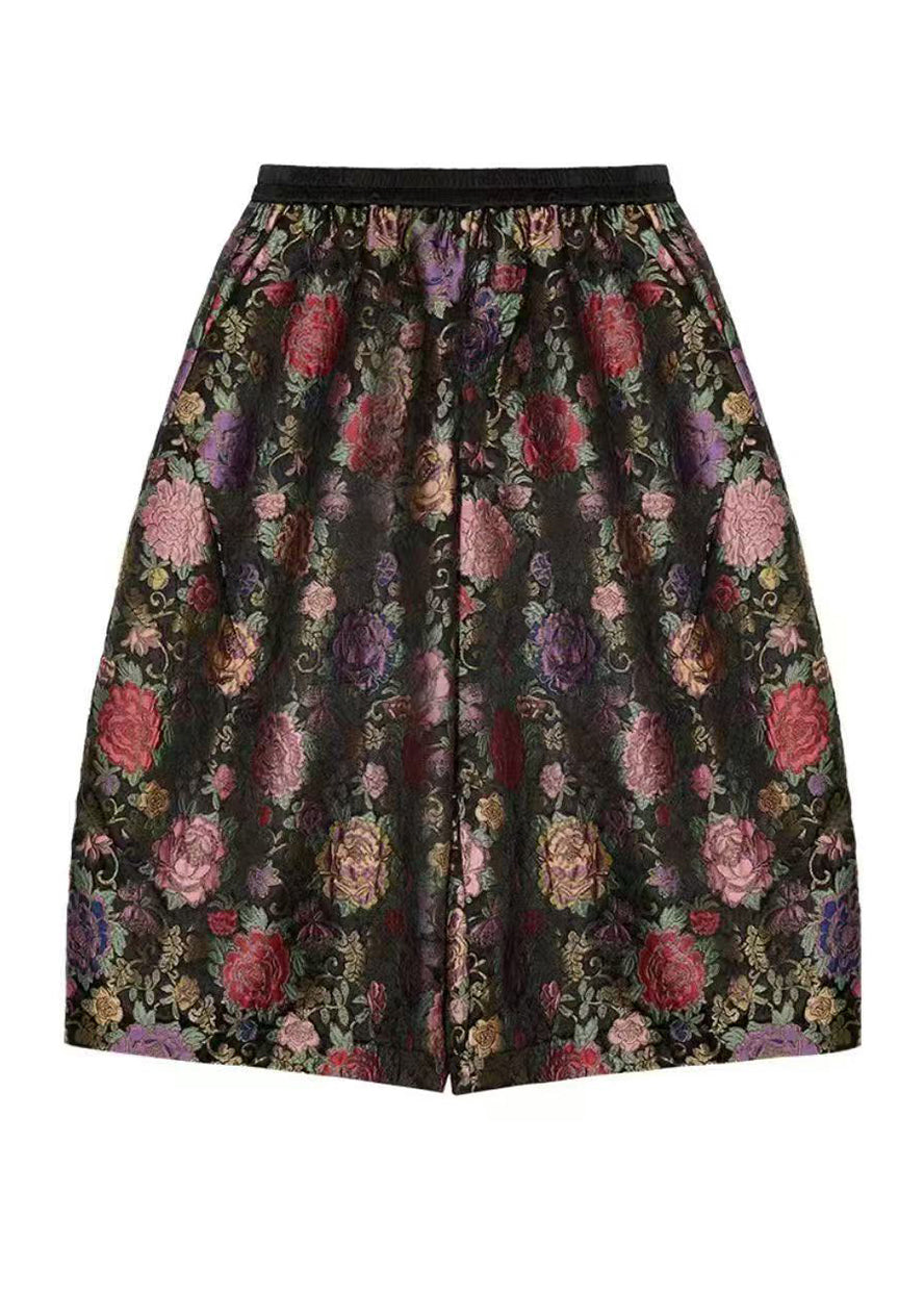 Casual Print Elastic Waist Crop Lantern Pants Fall