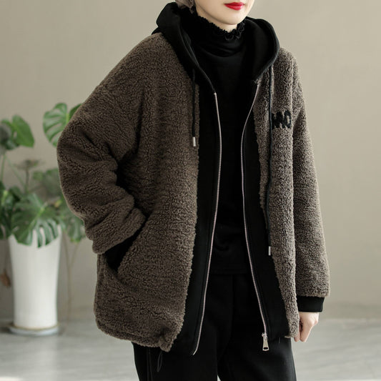 Winter Fashion Casual Berber Fleece Patchwork Coat