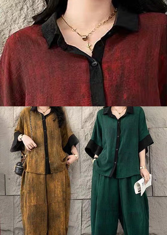 Fine Mulberry Oversized Patchwork Cotton Two Piece Set Women Clothing Summer