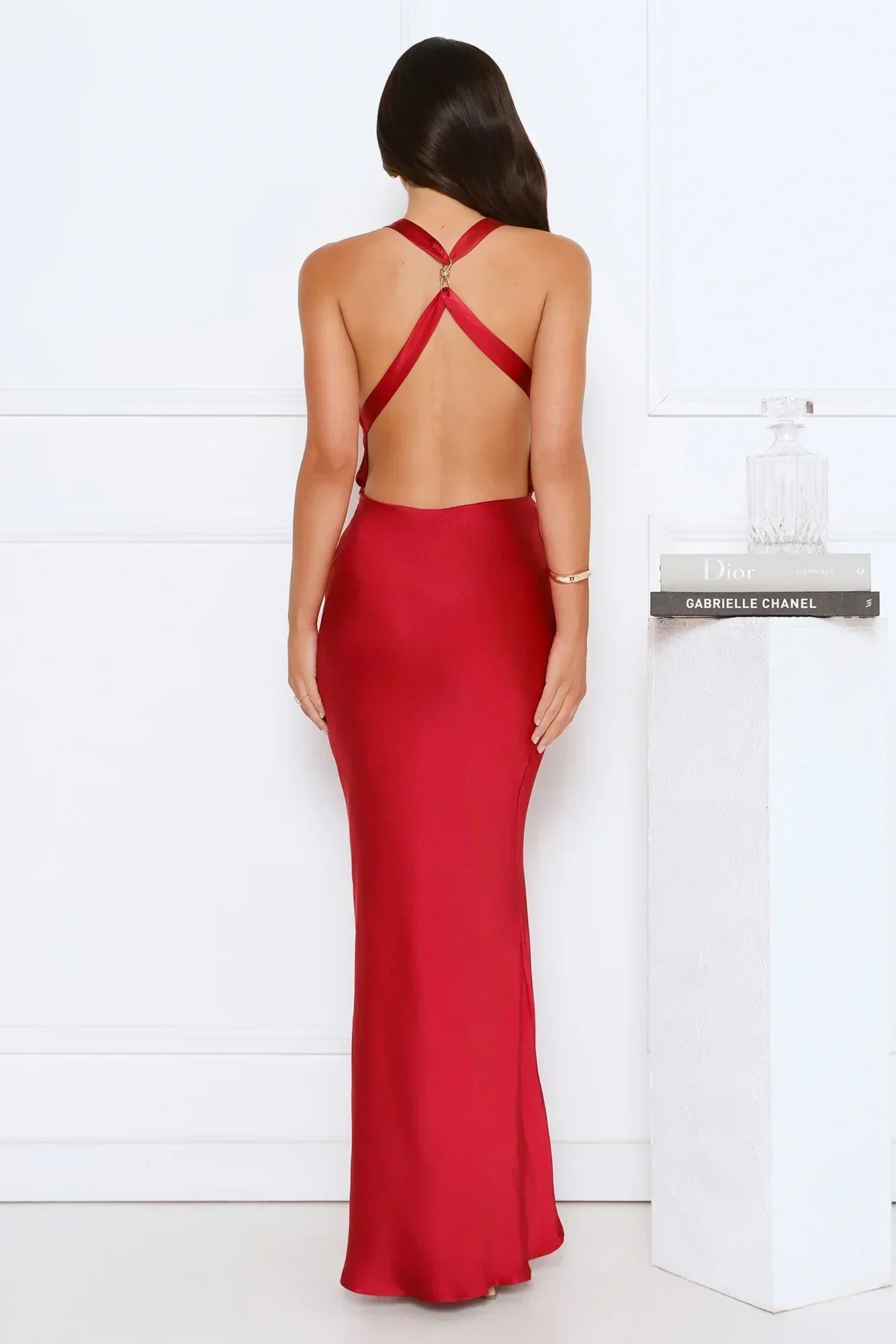 Evening Enchantment Satin Maxi Dress Red