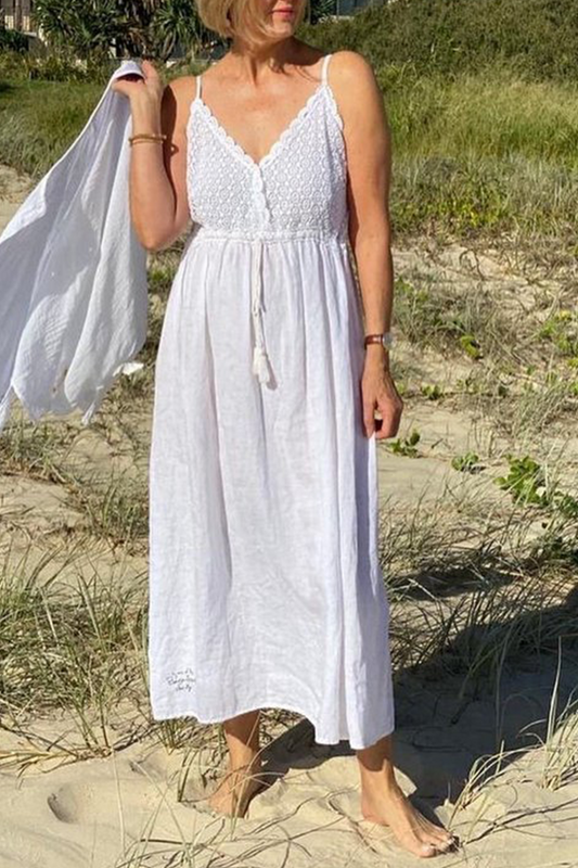 Casual Solid Split Joint Spaghetti Strap Straight Dresses