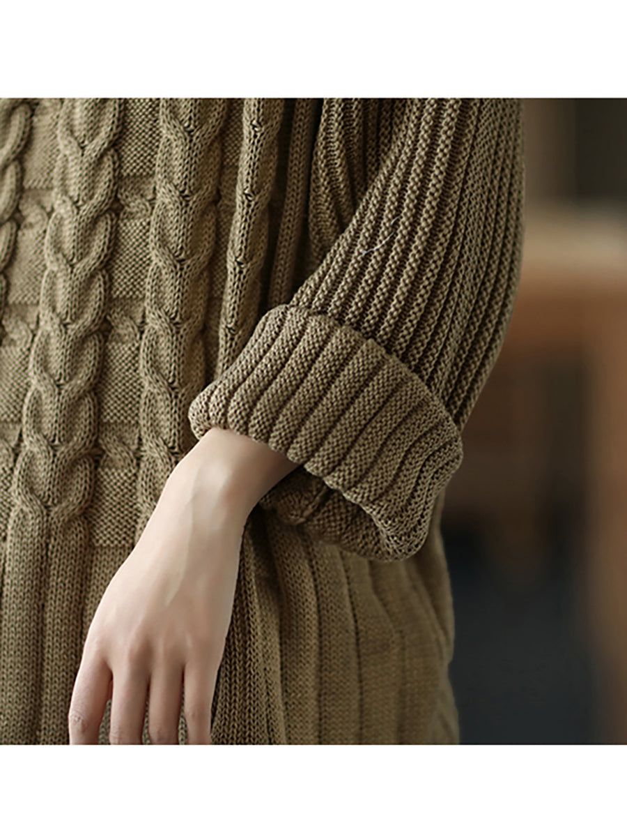 Women Turtleneck Knitted Solid Color Long Sleeve Sweater