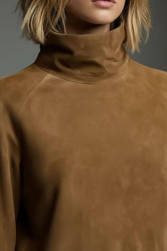 Marcella _ High neck silhouette _ Suede-effect mini dress