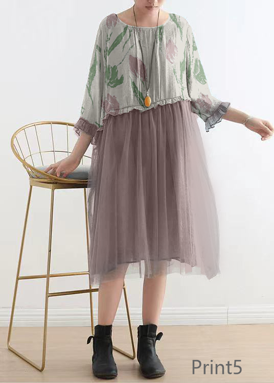 Light Print3 Tull Maxi dresses patchwork chiffon Summer Dresses