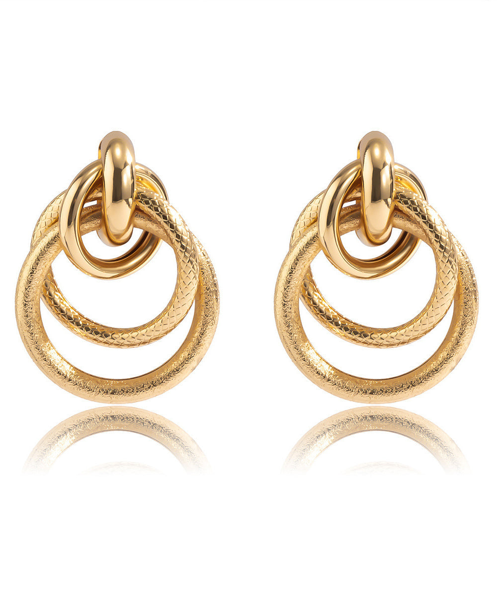 Fine Gold Metal Alloy Hollow Out Hoop Earrings