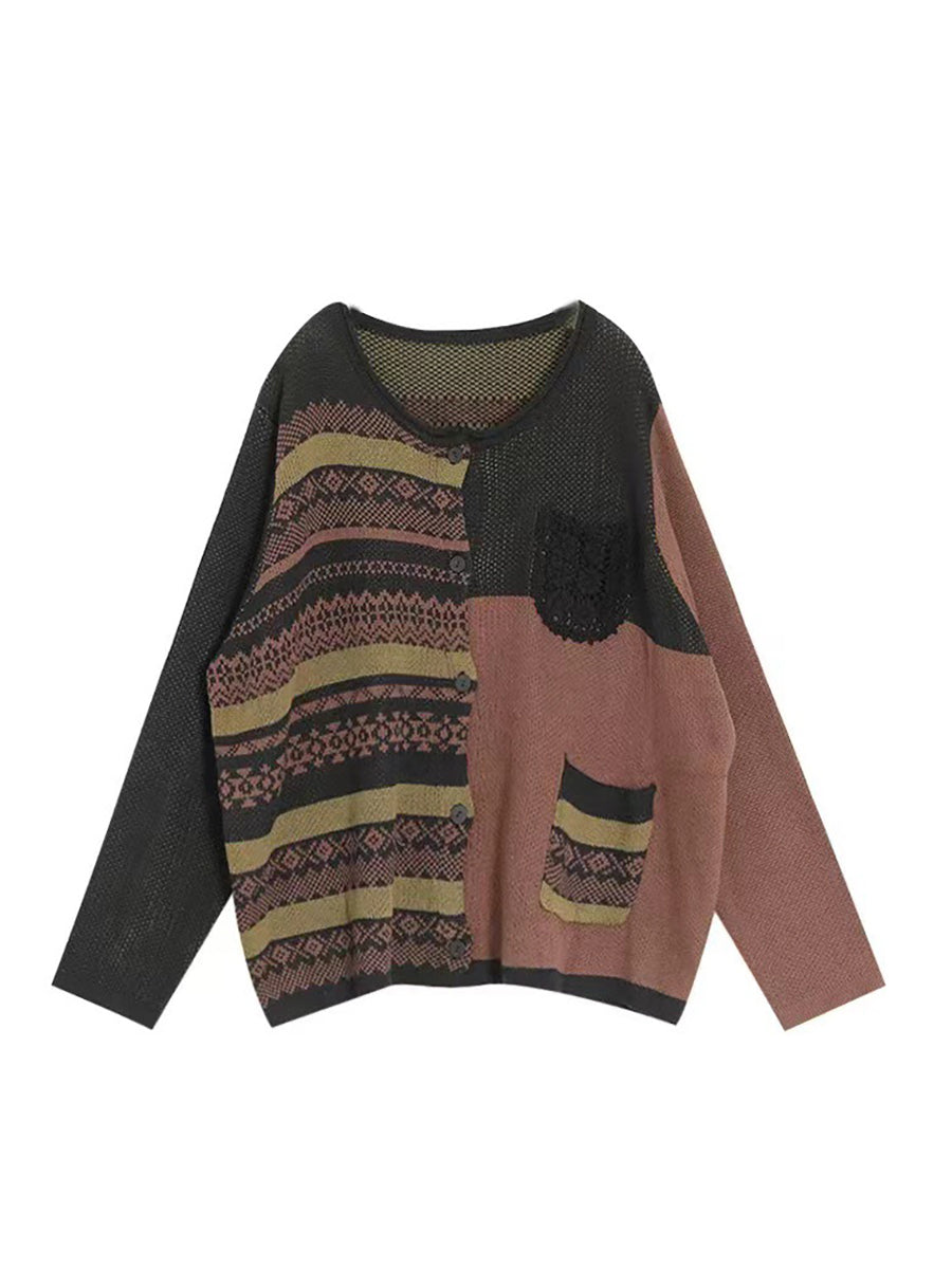 Women Autumn Patchwork Casual Loose Sweaters