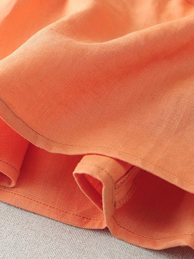 Pure Color Crew Neck Drawstring Casual Linen Vest Top