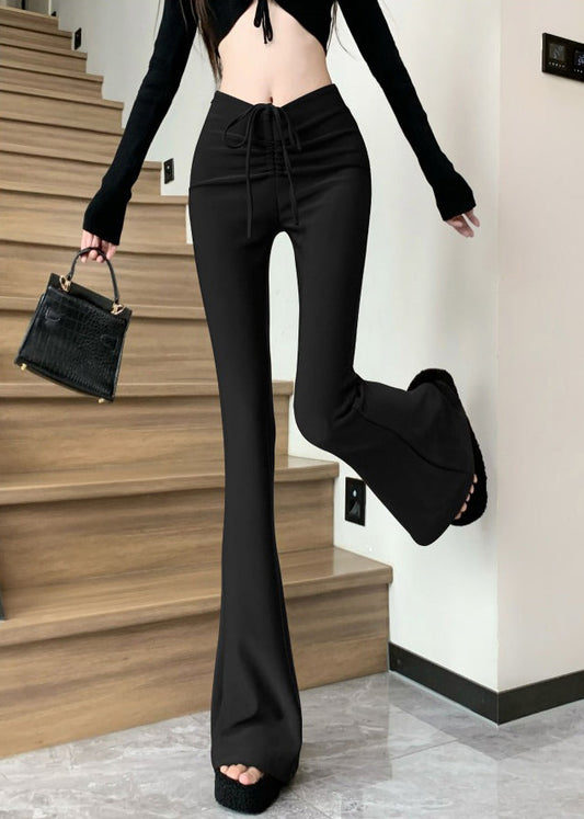 Style Coffee High Waist Patchwork Flared Trousers Summer