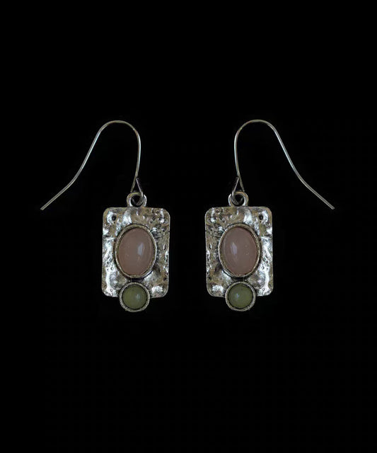 Vintage Colorblock Alloy Gem Stone Geometry Drop Earrings
