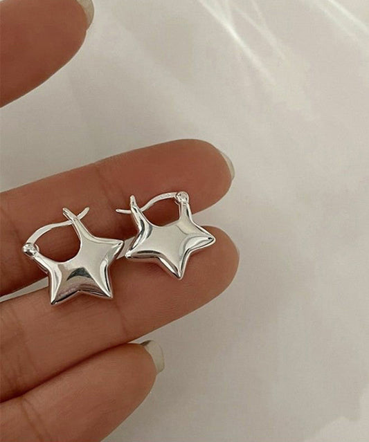 Original Design Silk Sterling Silver Star Stud Earrings