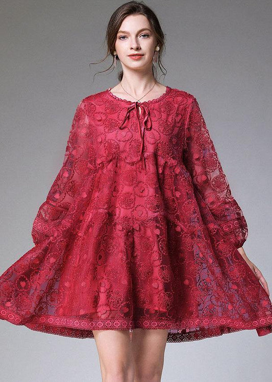 Mulberry O-Neck Tulle Spring Cute Long Sleeve Maxi Dress