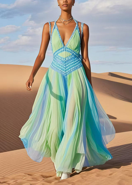 Fashion Tie Dye Exra Large Hem Chiffon Cami Dresses Summer