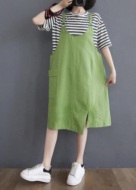 Two piece 2024 summer new strap skirt + striped T-shirt