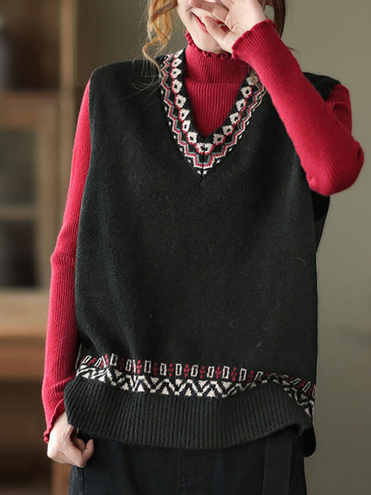Winter Women Knitted Vest Sleeveless Sweater