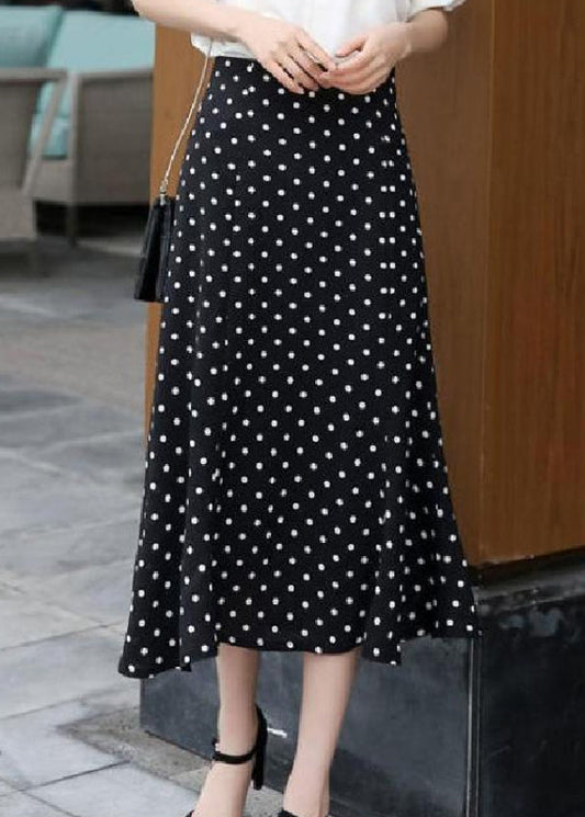 Stylish Red Dot High Waist Ruffled Chiffon Skirts Spring