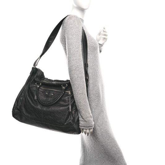 Agneau Classic Silver Hardware Weekender Black
