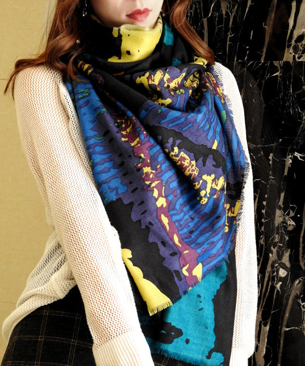Boutique Colorblock Print Versatile Woolen Scarf