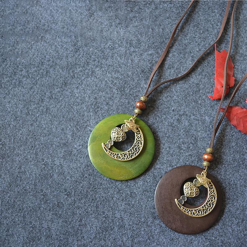 Ethnic Style Vintage Chain Moon Necklace