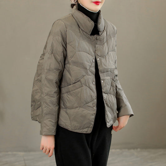 Winter Retro Casual Solid Warm Down Coat