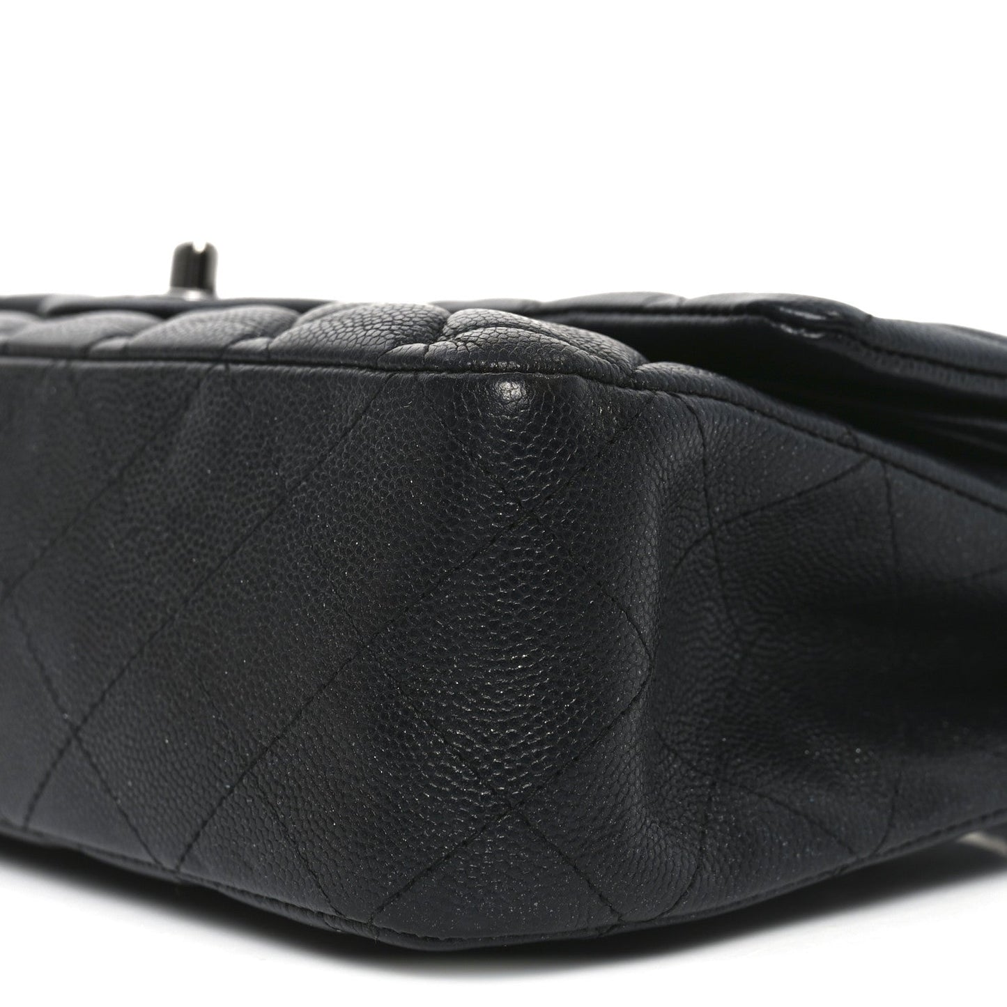 Iridescent Caviar Quilted Medium Double Flap Black