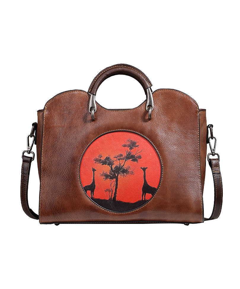 2025 New Retro Coffee Embossed Faux Leather Tote CrossBody Handbag
