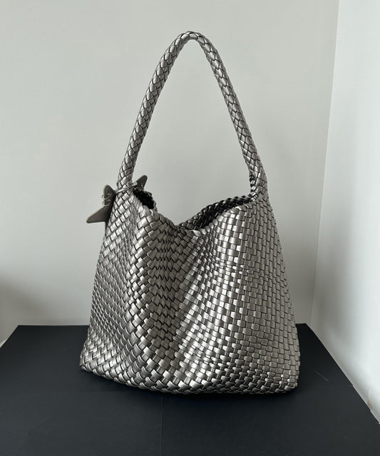 2025 New Champagne Faux Leather Large Capacity Bucket Bag