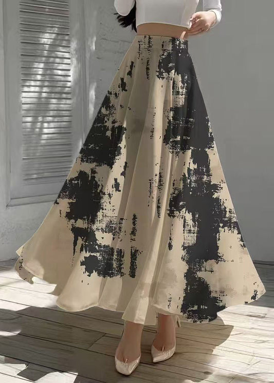Women Apricot Tie Dye Exra Large Hem Chiffon Skirt Summer