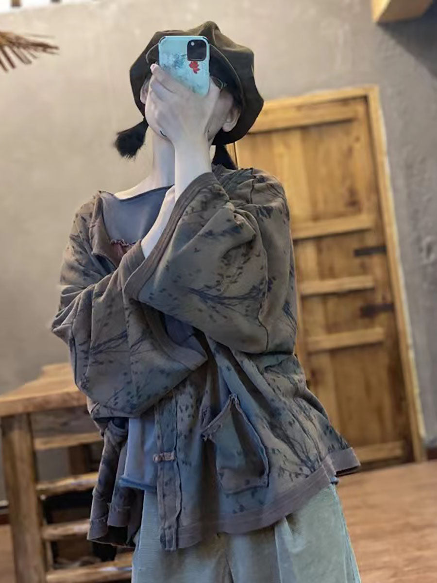 Women Winter Worn Button Pocket Loose Coat