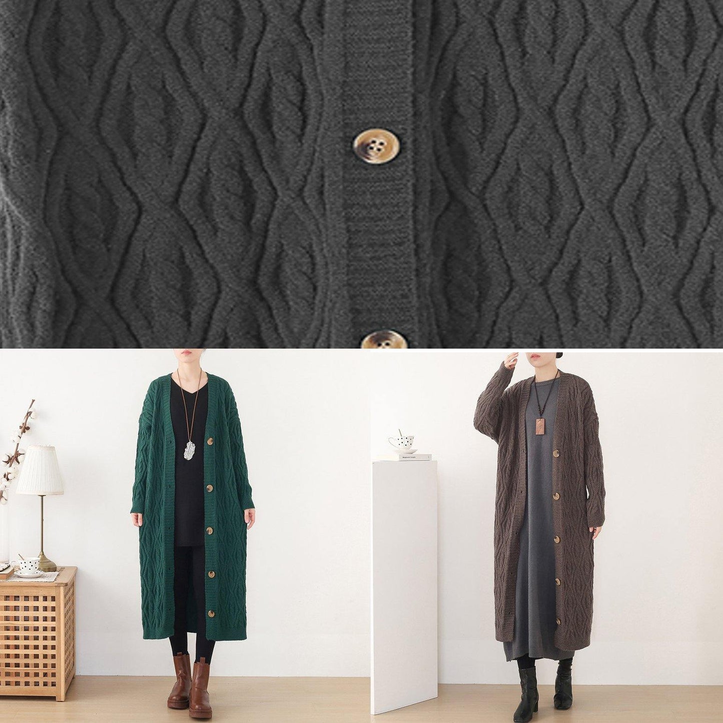 Cute knitwear fall fashion green wild sweater coat