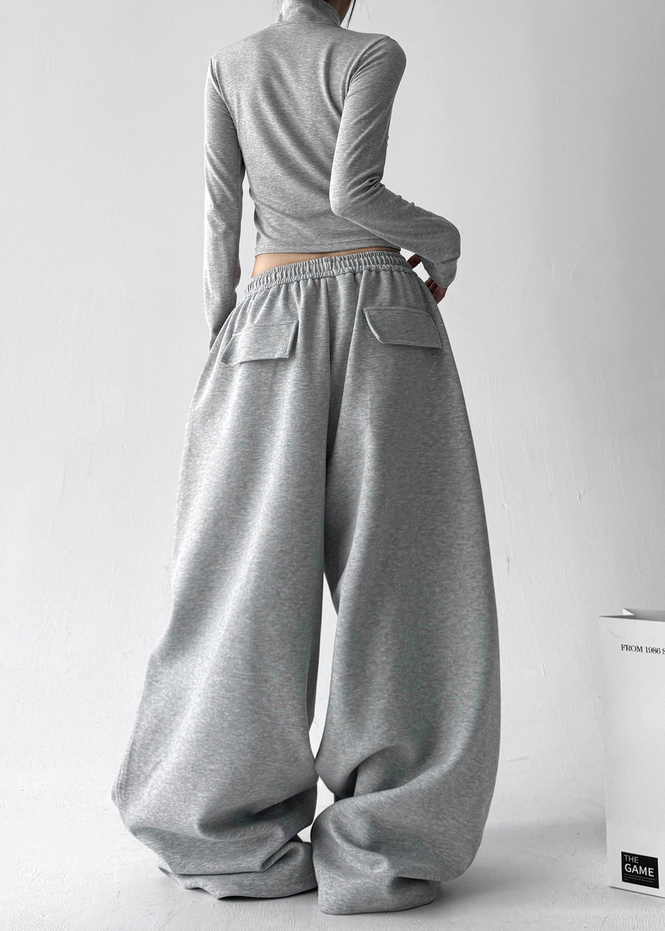 Casual Grey Oversized Cotton Harem Pants Fall