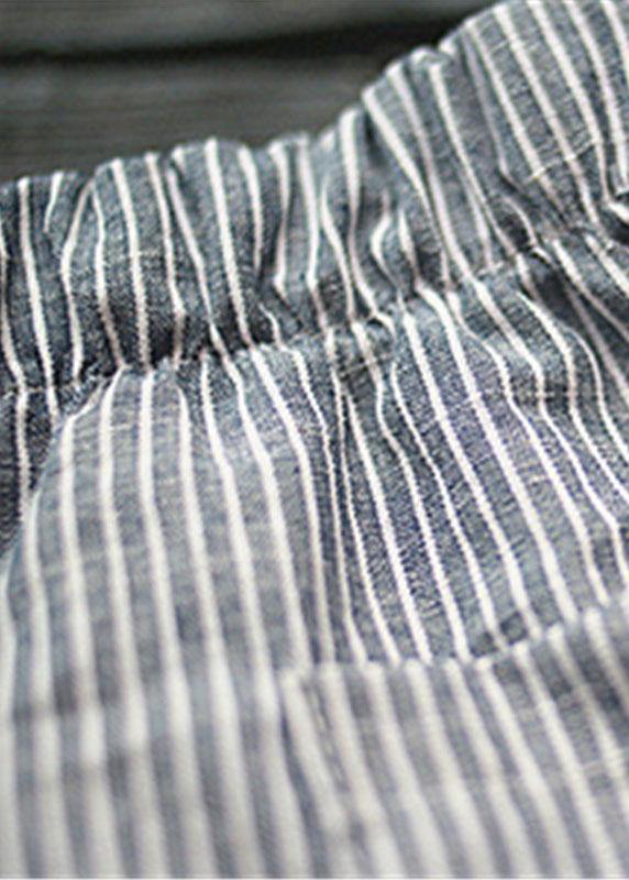 Casual Stripe Pocket Elastic Waist Women Harem Pants